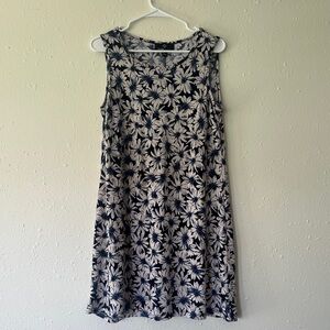 Ronni Nicole 90’s Navy and Cream Daisy Sleeveless Shift Dress- Size PL